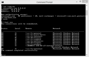 Example of the command line